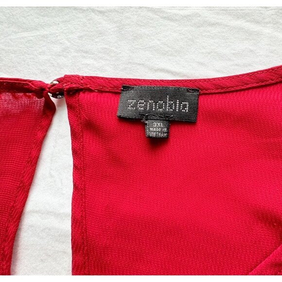Zenobia Red Blouse Womens Size 3XL Top Keyhole Back Accent - Picture 3 of 9